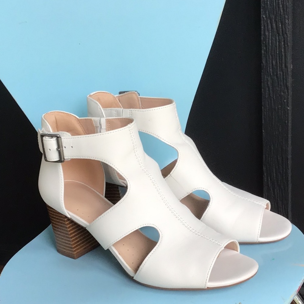 Clarks artisan deva heidi heeled sandal white leather 8